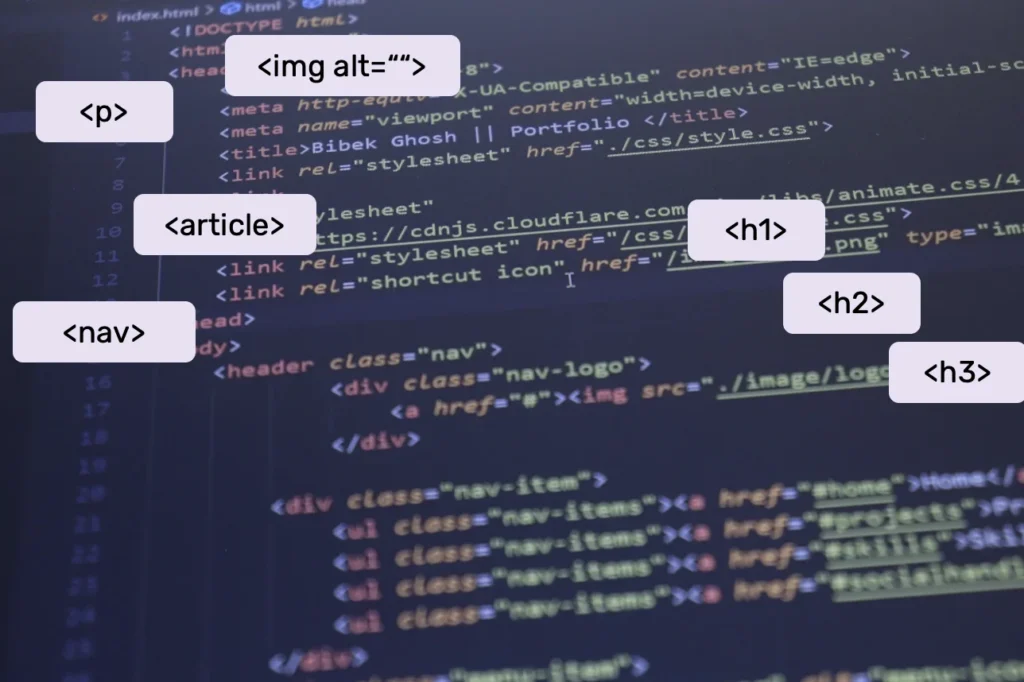 illustration de la correction sémantique html